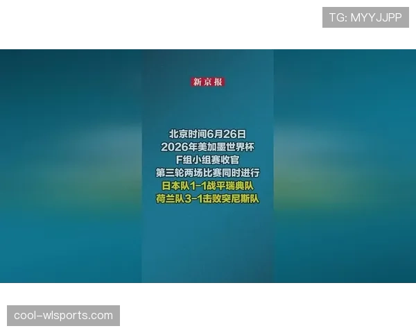 日本F组前两轮总结：平荷兰胜突尼斯冲击出线